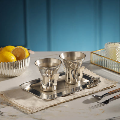 Monarch Silver-Plated Tray with Glass Set