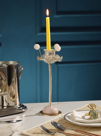 Quartz Silver Plated Candle Stand