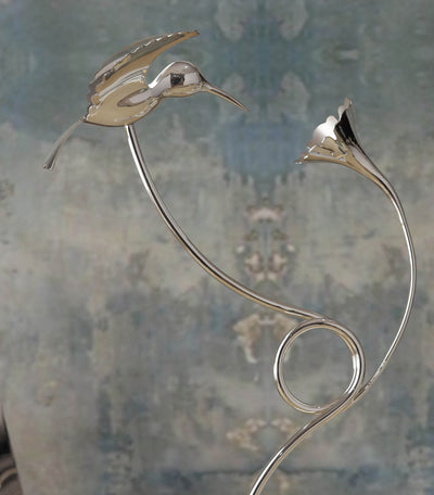 Hummingbird Silver Plated Candle Stand