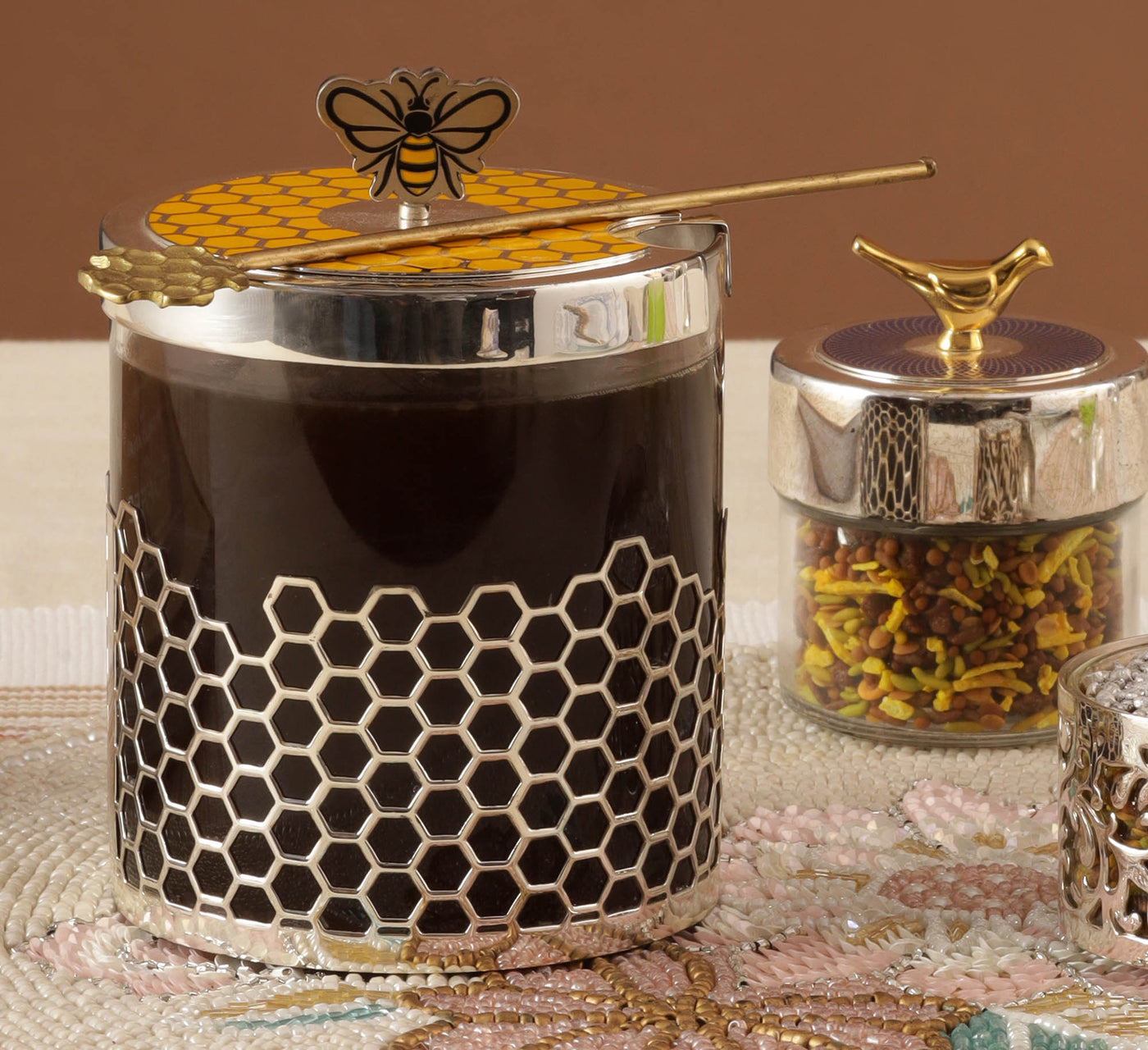 Wild Hives Honey Jar with Silver-Plated Lid