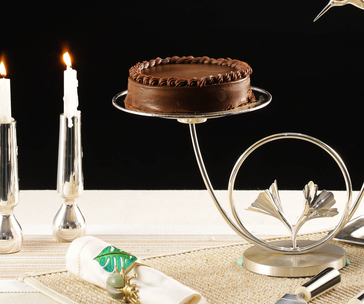 Silver Plated Candle Stand With Cake Plate