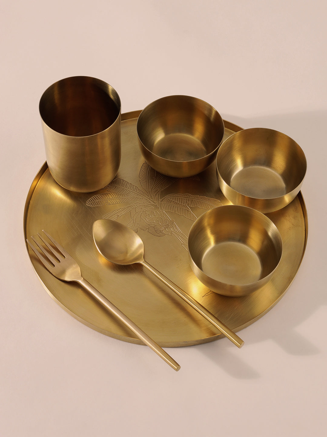 Brass Thali Set - Set of 7