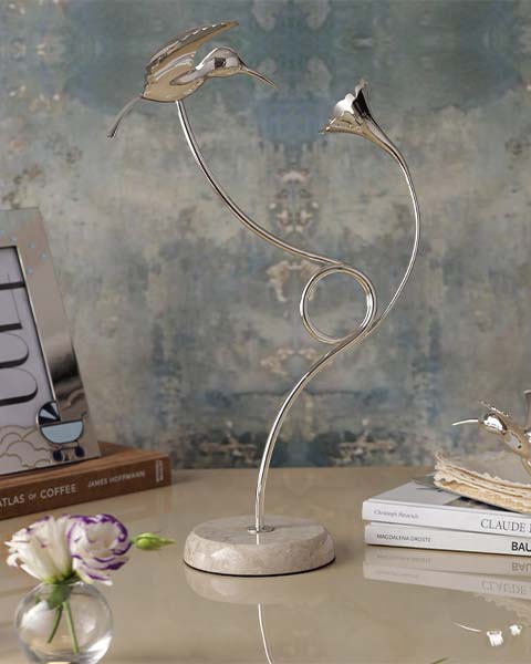 Humming bird Silver Plated Candle Stand
