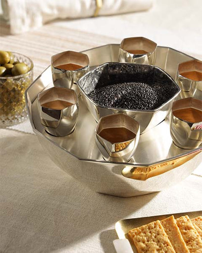Salut Silver-Plated Caviar Bowl & Shot Glasses Set