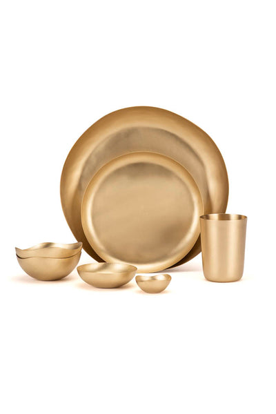 Glaze Brass Dinner Set - Set Of 7