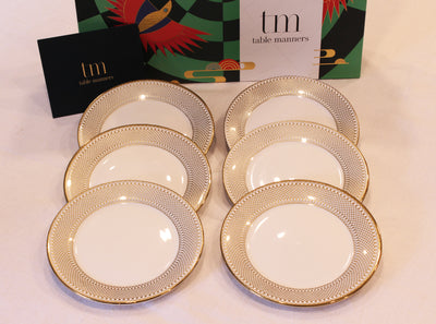 Gold Rim Dessert Plate - Set of 6