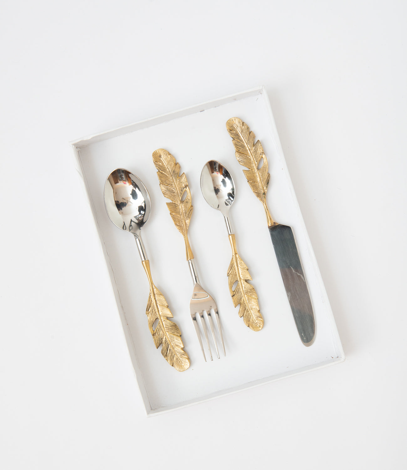 Gold Leaf Cutlery Set - Set of 4