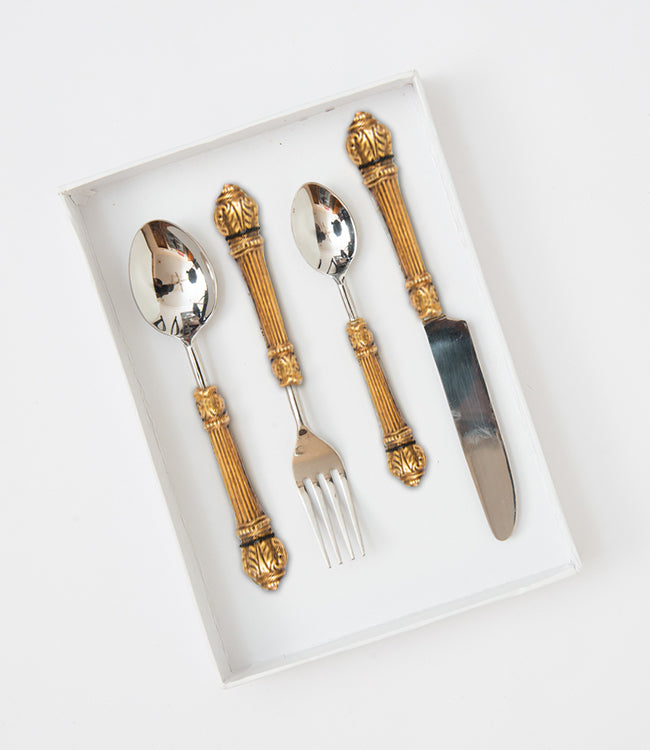 Vintage Gold Cutlery Set - Set of 4