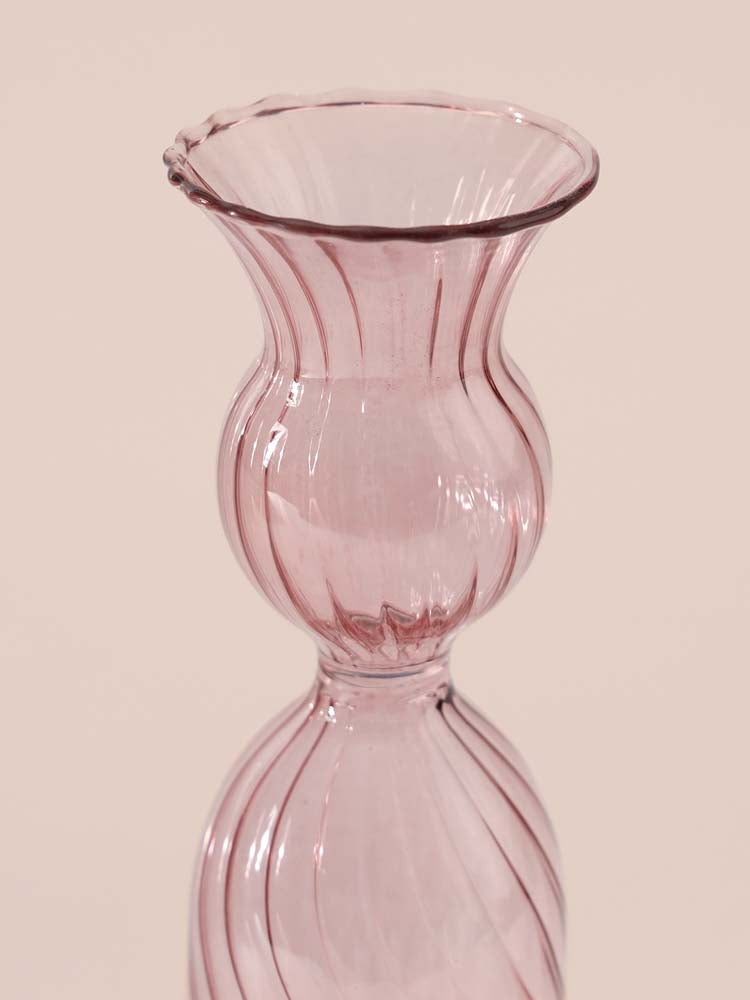 Crystal Glass Candle Holder - Pink