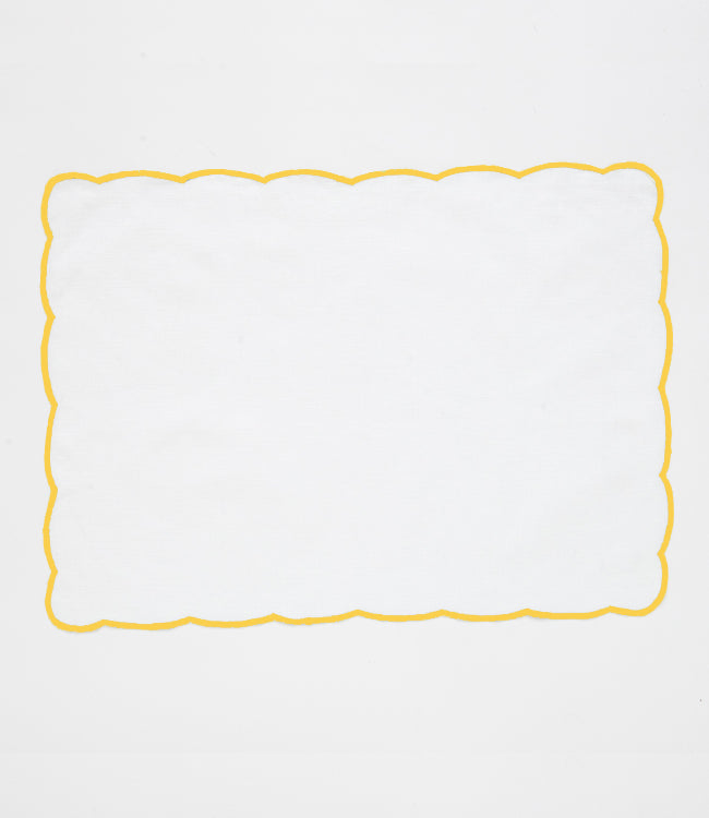 Yellow Scallop Edge Tablemats - Set of 6